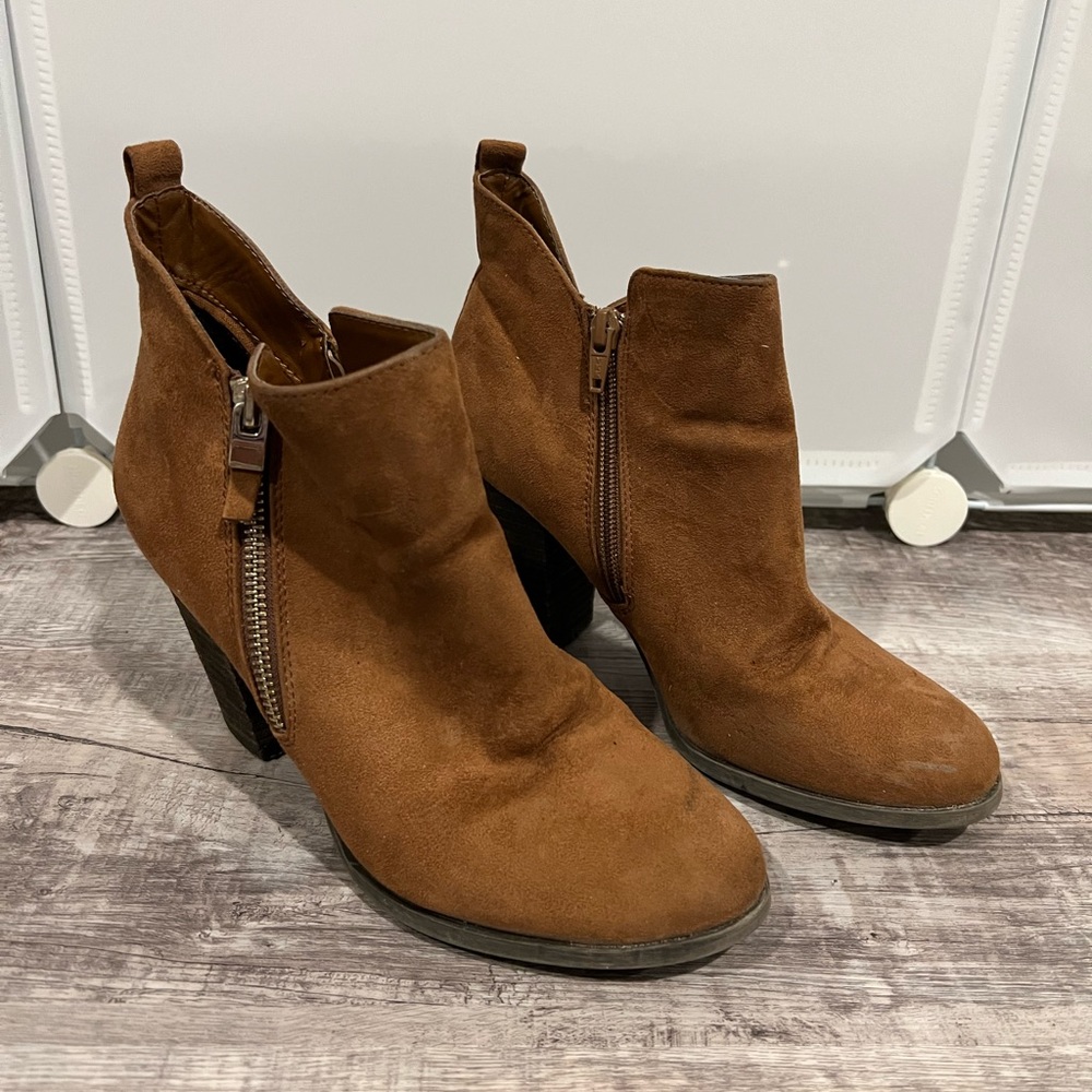 Brown heeled boots